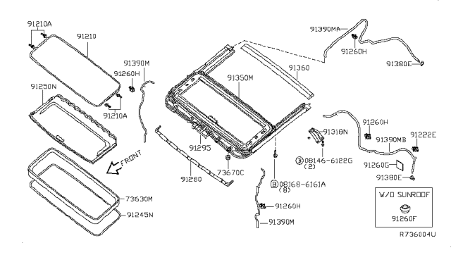 2011 Nissan Pathfinder Sun Roof Parts Diagram 3