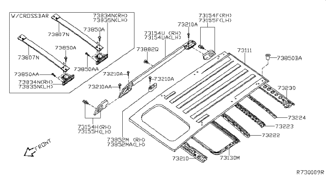 2006 Nissan Pathfinder Roof Panel & Fitting Diagram 2