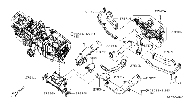 2009 Nissan Pathfinder Duct-Foot,Center Diagram for 27836-ZL80A