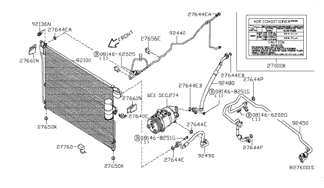 2006 Nissan Pathfinder Label-Air Con Diagram for 27090-79908