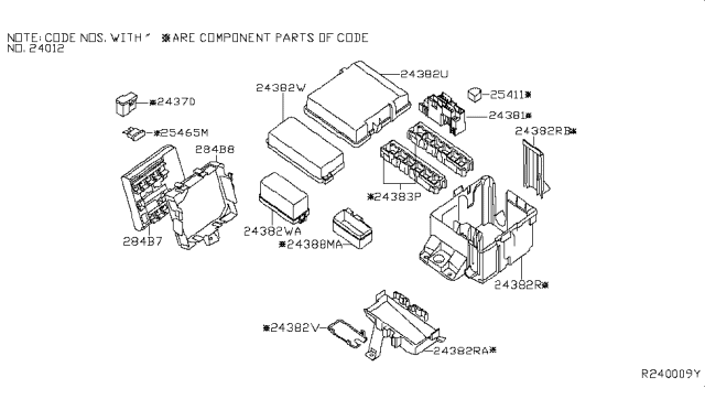 2007 Nissan Pathfinder Cover-FUSIBLE Link Holder Diagram for 24382-ZS00A