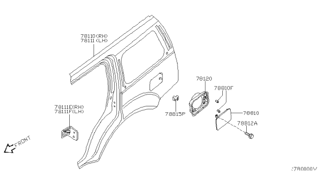 2008 Nissan Pathfinder Fender-Rear,LH Diagram for 78101-EA530