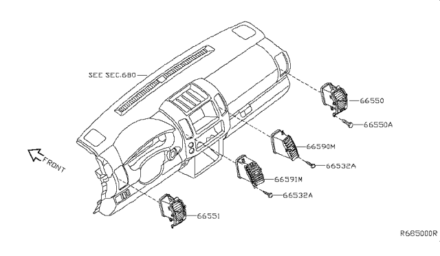 2010 Nissan Pathfinder Ventilator Assy-Side Diagram for 68761-ZS00A