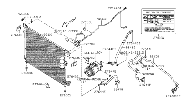 2011 Nissan Pathfinder Condenser,Liquid Tank & Piping Diagram 2