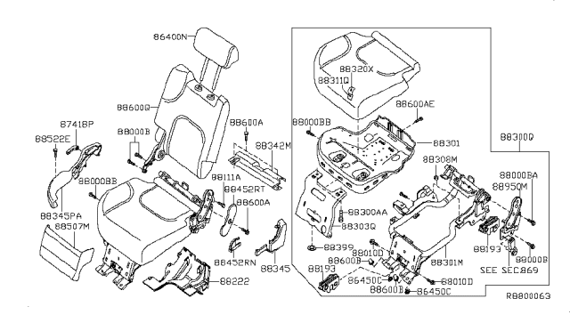 2009 Nissan Pathfinder Rear Seat Diagram 7