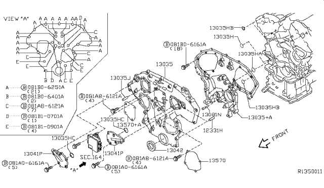 2007 Nissan Pathfinder Front Cover,Vacuum Pump & Fitting Diagram 2