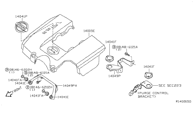 2010 Nissan Pathfinder Ornament Assy-Engine Cover Diagram for 14041-EA200