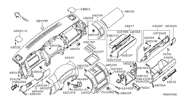 2011 Nissan Pathfinder Lid Cluster BRN Diagram for 68240-9CA1C