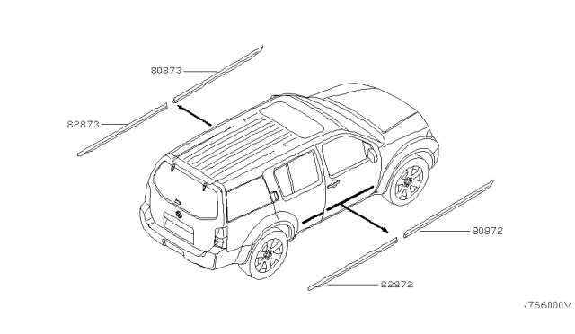 2011 Nissan Pathfinder MOULDING - Rear Door, LH Diagram for 82871-ZS00E