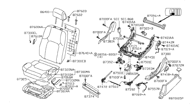 2010 Nissan Pathfinder Front Seat Diagram 5