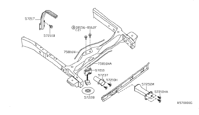 2008 Nissan Pathfinder Protector-Spare Wheel Carrier Diagram for 57228-ZP00A