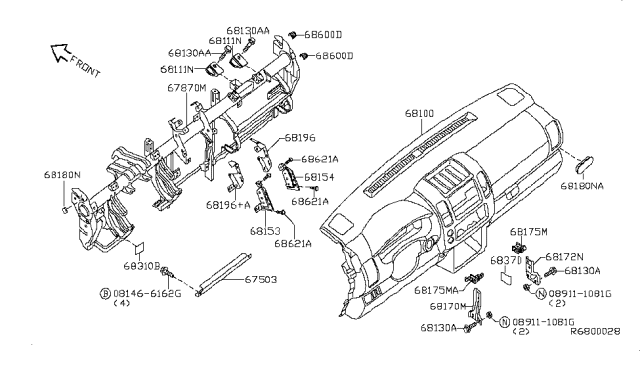 2006 Nissan Pathfinder Stay Assy-Instrument,Assist Diagram for 68172-EA000