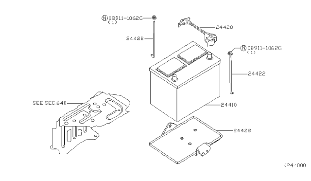 2009 Nissan Pathfinder Battery & Battery Mounting Diagram