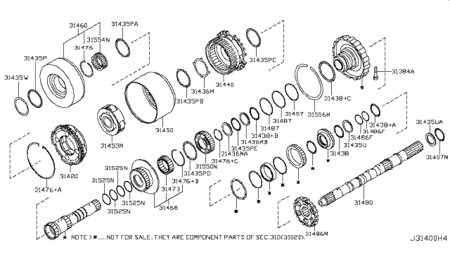 2012 Nissan Pathfinder Governor,Power Train & Planetary Gear Diagram 2