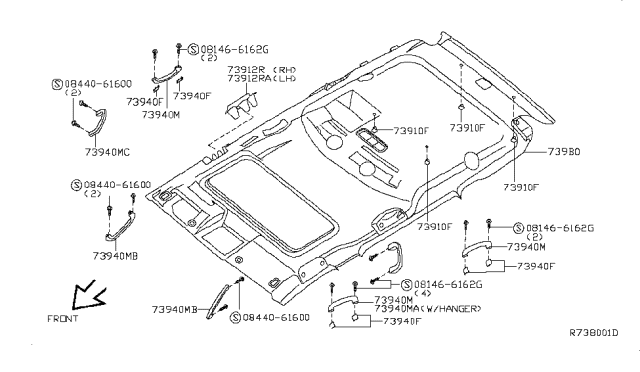 2006 Nissan Pathfinder Roof Trimming Diagram 1