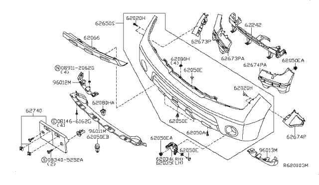 2009 Nissan Pathfinder Front Bumper Diagram 1