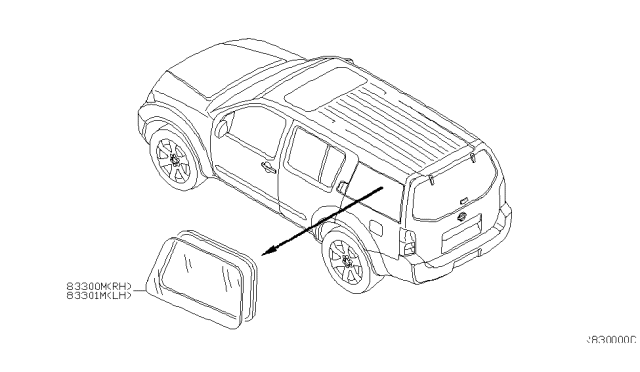 2006 Nissan Pathfinder Glass Assy-Side Window,LH Diagram for 83307-EA500