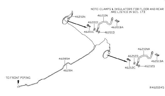 2008 Nissan Pathfinder Brake Piping & Control Diagram 1