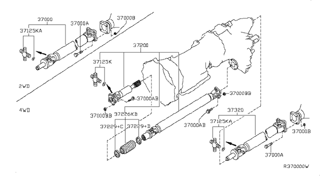 2012 Nissan Pathfinder Shaft Rear PROPELLER Diagram for 37300-ZL92B