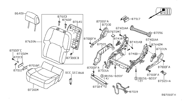 2009 Nissan Pathfinder Front Seat Diagram 13