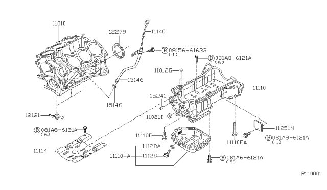 2008 Nissan Pathfinder Cylinder Block & Oil Pan Diagram 5