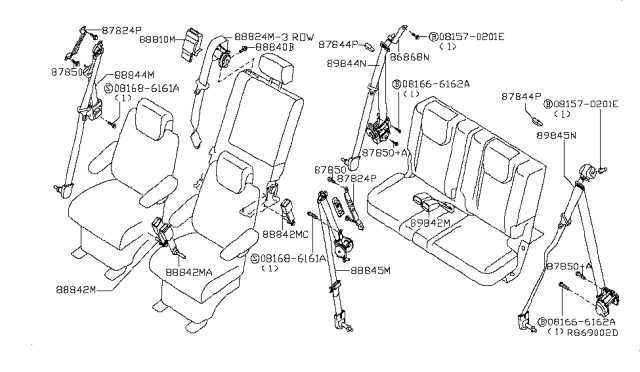 2012 Nissan Pathfinder Rear Seat Belt Diagram