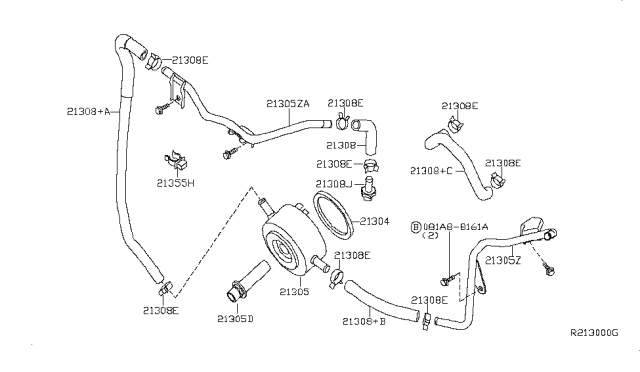 2005 Nissan Pathfinder Cooler Assembly-Oil Diagram for 21305-EA210