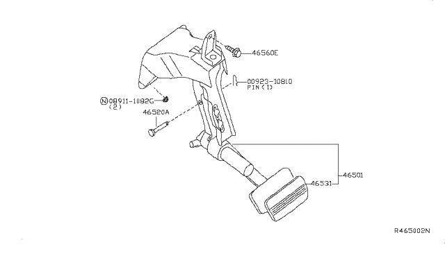 2008 Nissan Pathfinder Brake & Clutch Pedal Diagram 1