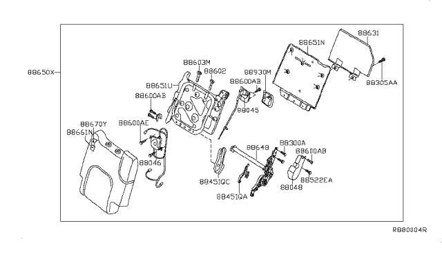 2008 Nissan Pathfinder Back Assy-2ND Seat,LH Diagram for 88650-ZS41A