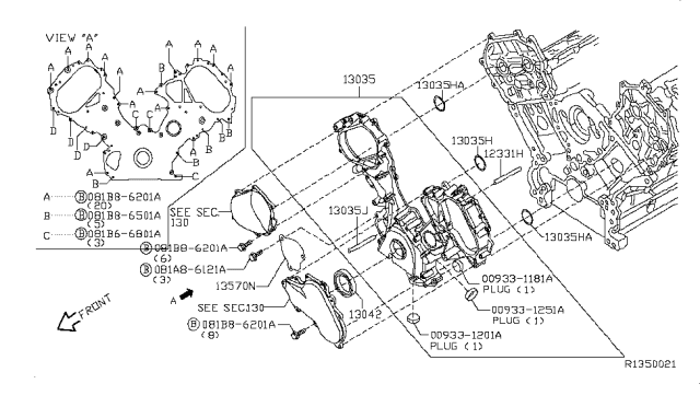 2012 Nissan Pathfinder Front Cover,Vacuum Pump & Fitting Diagram 1