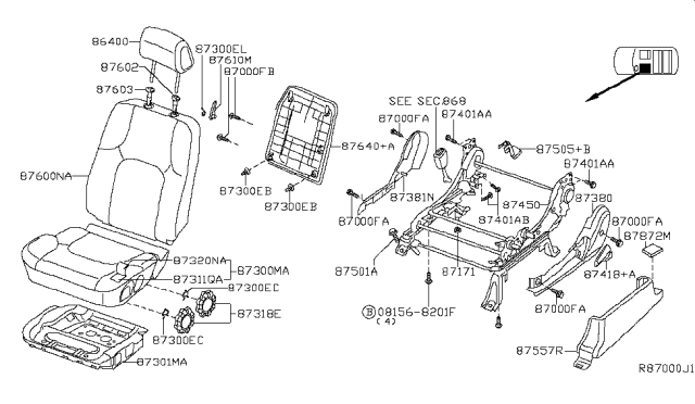 2010 Nissan Pathfinder Front Seat Diagram 9