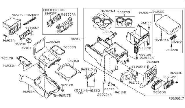 2006 Nissan Pathfinder Panel-Console, Rear Diagram for 96926-EA200