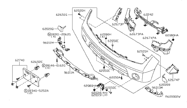 2008 Nissan Pathfinder Front Bumper Diagram 1