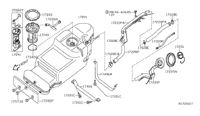 2011 Nissan Pathfinder Band Assy-Fuel Tank,Mounting Diagram for 17407-EA000