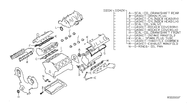 2009 Nissan Pathfinder Engine Gasket Kit Diagram 1
