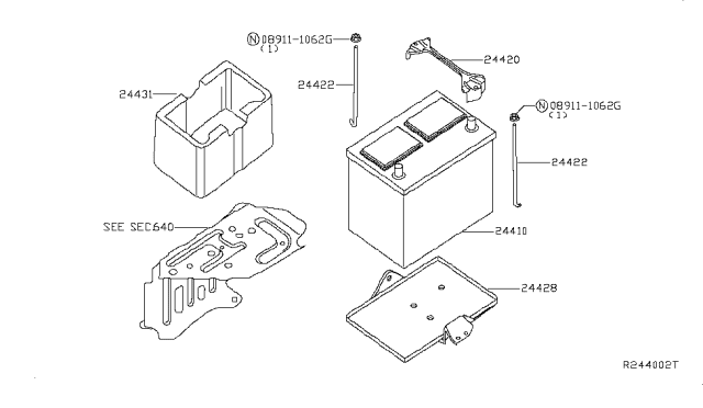 2012 Nissan Pathfinder Battery & Battery Mounting Diagram