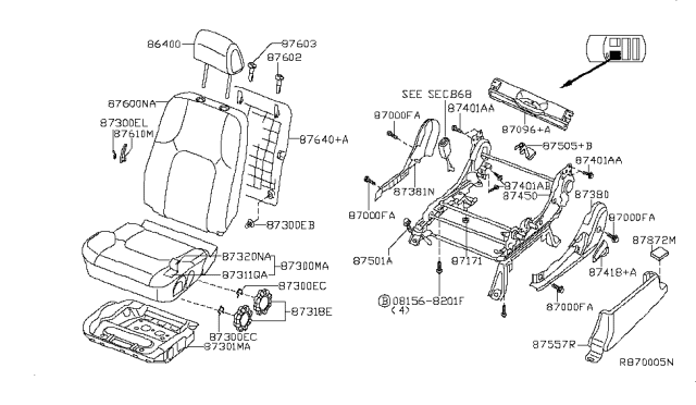 2012 Nissan Pathfinder Front Seat Diagram 2