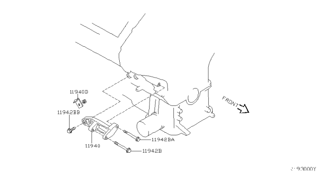 2008 Nissan Pathfinder Bolt Diagram for 11916-1P10A