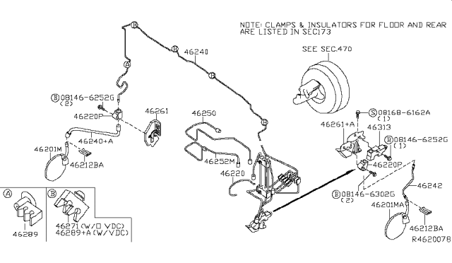 2011 Nissan Pathfinder Tube Assembly Brake, Rear Master Cylinder Diagram for 46252-ZS60A