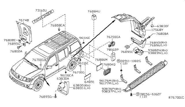 2006 Nissan Pathfinder Body Side Fitting Diagram