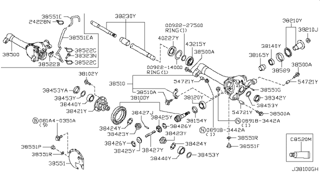 2010 Nissan Pathfinder Flange Assy-Companion Diagram for 38210-8S11A