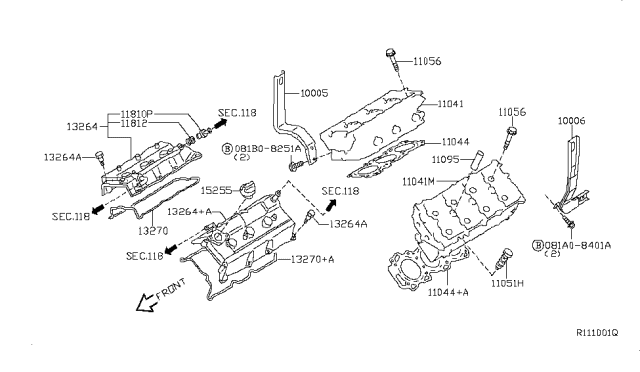 2010 Nissan Pathfinder Cylinder Head & Rocker Cover Diagram 2