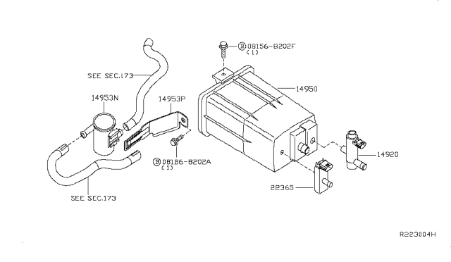 2011 Nissan Pathfinder Bracket-Flow Guide Diagram for 14953-ZP80A