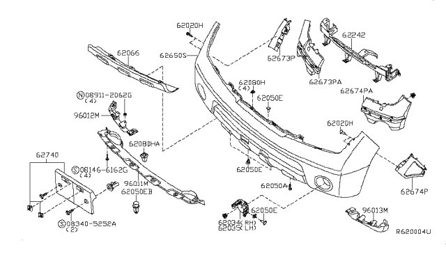 2012 Nissan Pathfinder Front Bumper Diagram