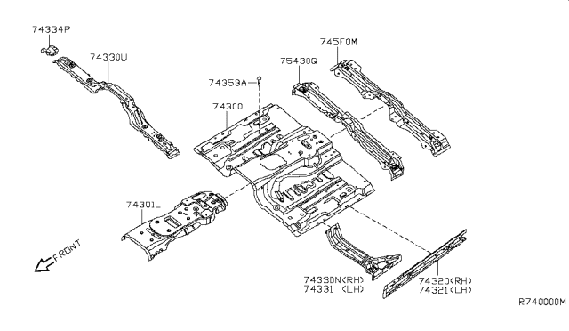 2011 Nissan Pathfinder Reinforce-Front Floor Diagram for G4364-ZS3MA