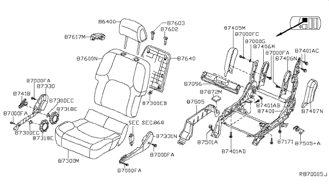 2006 Nissan Pathfinder Front Seat Diagram 9