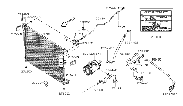 2009 Nissan Pathfinder Condenser,Liquid Tank & Piping Diagram 1