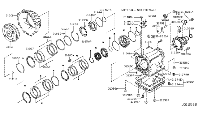 2011 Nissan Pathfinder Torque Converter,Housing & Case Diagram 1