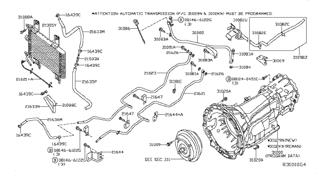 2008 Nissan Pathfinder Auto Transmission,Transaxle & Fitting Diagram 3