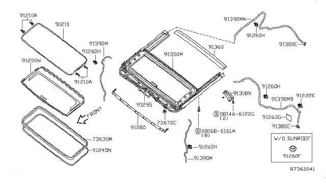 2011 Nissan Pathfinder Sun Roof Parts Diagram 1